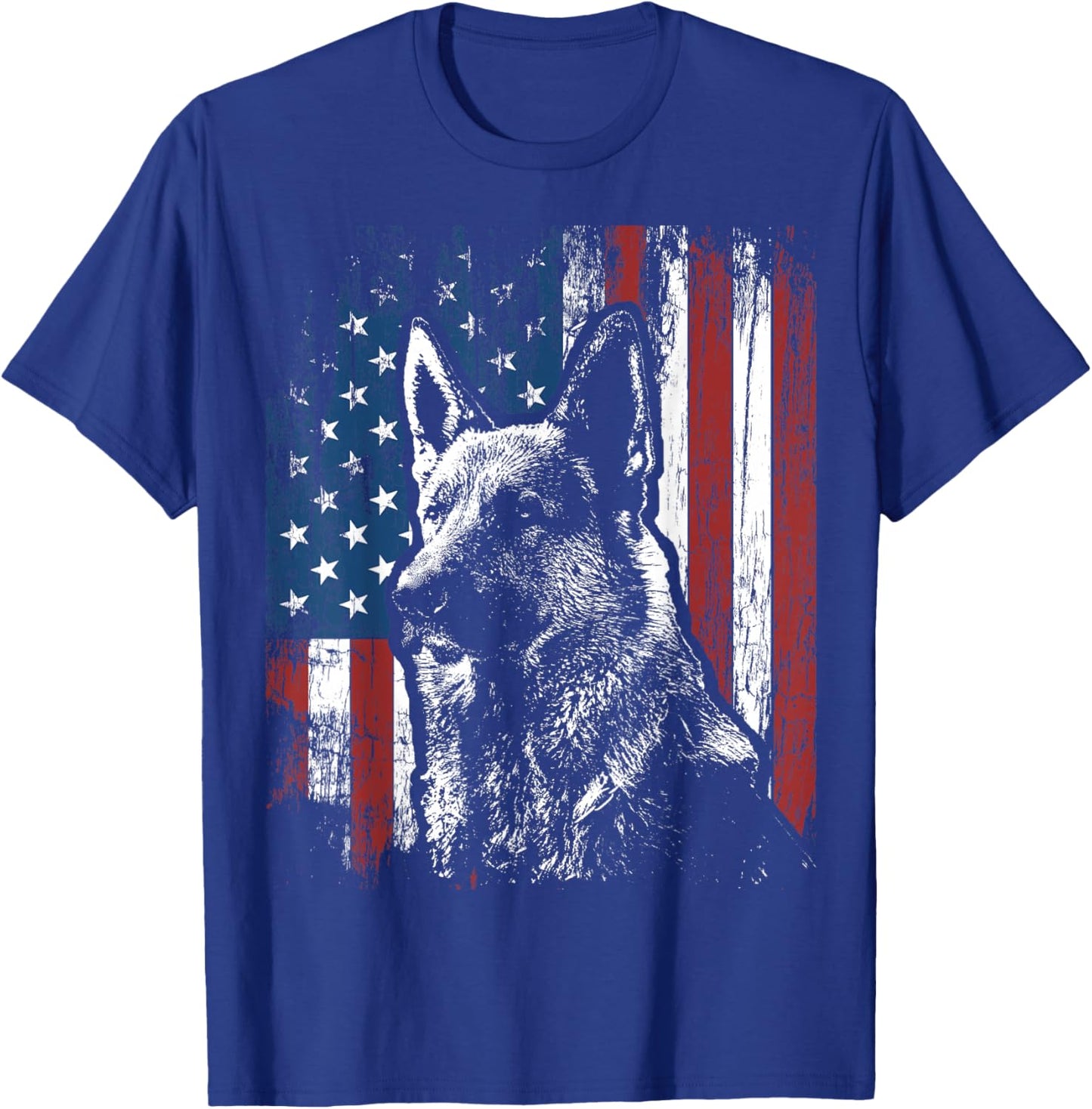 Patriotic German Shepherd American Flag Dog Gift Men Women T-Shirt - T-Shirt | Royal