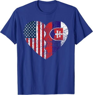 Slovakian American Flag Heart | United States Slovakia Roots Women Kids Men T-Shirt - T-Shirt | Royal