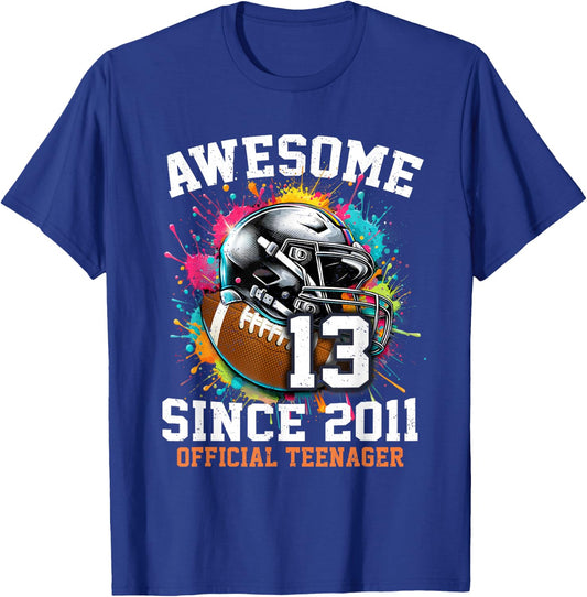 13 Years Old Birthday Football Official Teenager T-Shirt - T-Shirt | Royal