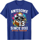 13 Years Old Birthday Football Official Teenager T-Shirt - T-Shirt | Royal
