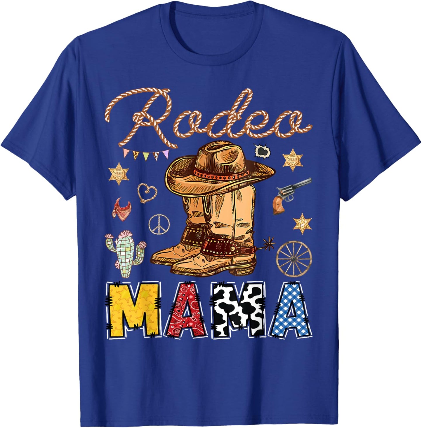 Rodeo Mama Western Birthday Cowboy Matching Family T-Shirt - T-Shirt | Royal
