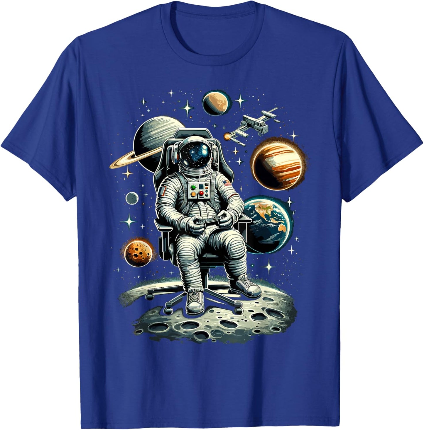 Astronaut Space Gaming System Planets Astronaut Gamer T-Shirt - T-Shirt | Royal