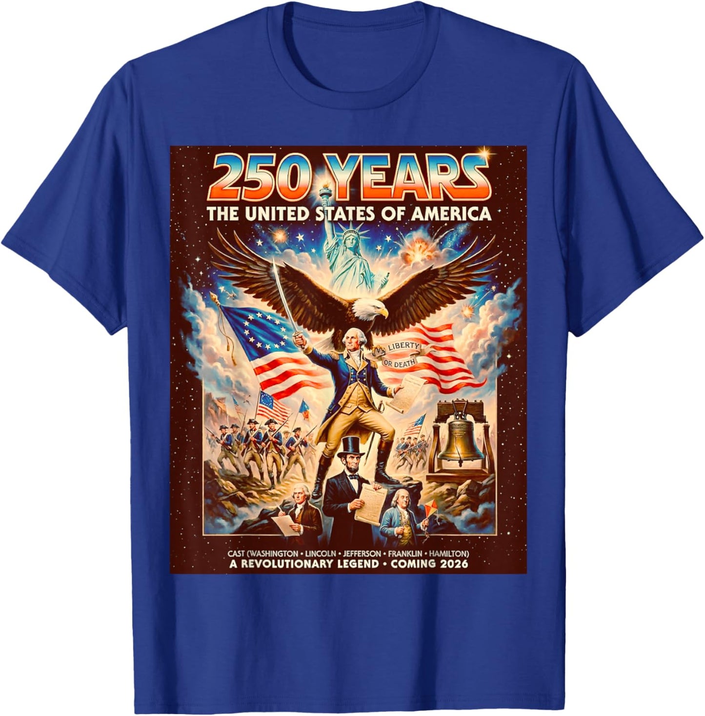 Retro Funny Poster Style United States 250 Anniversary T-Shirt - T-Shirt | Royal