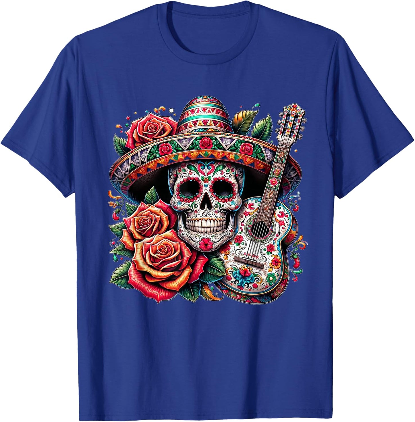 Cinco De Mayo Skull Sombrero Fiesta Mexican Skull Men Women T-Shirt - T-Shirt | Royal