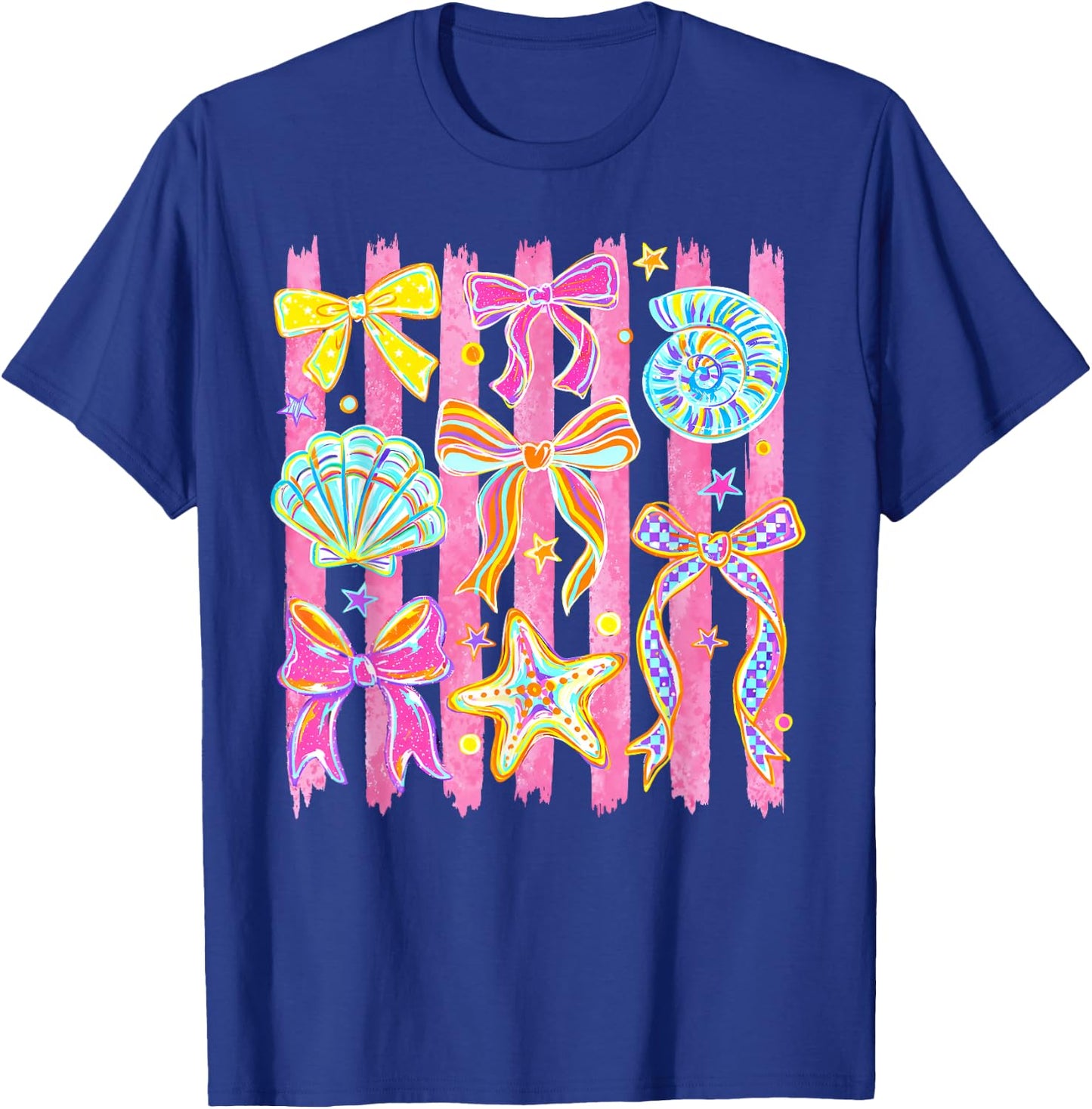Seashell Coquette Bow Ocean Hawaii Beach Summer Vacation T-Shirt - T-Shirt | Royal