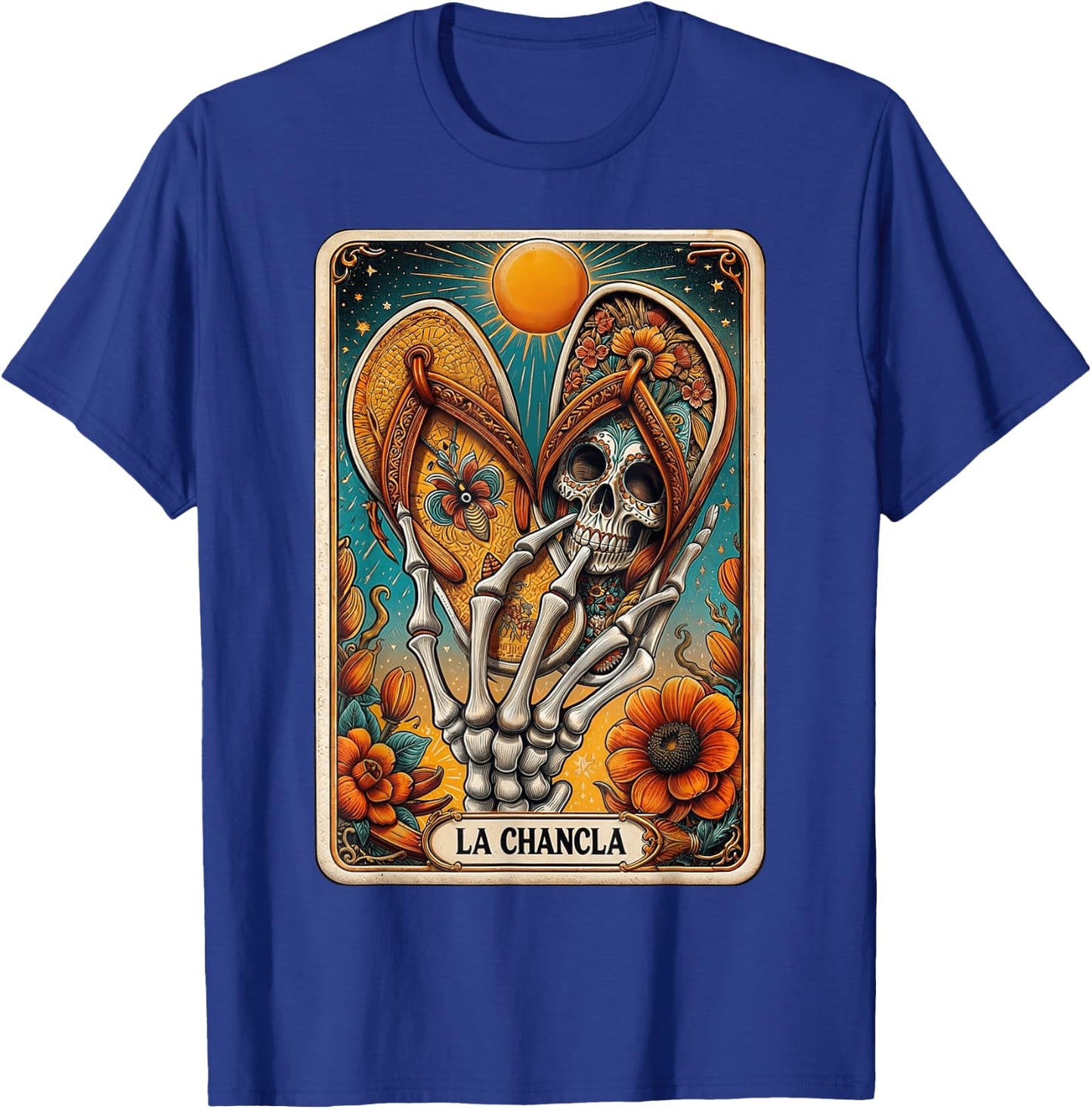 La Chancla Flip Flop Card Funny Mexican Mom Tarot Card T-Shirt - T-Shirt | Royal