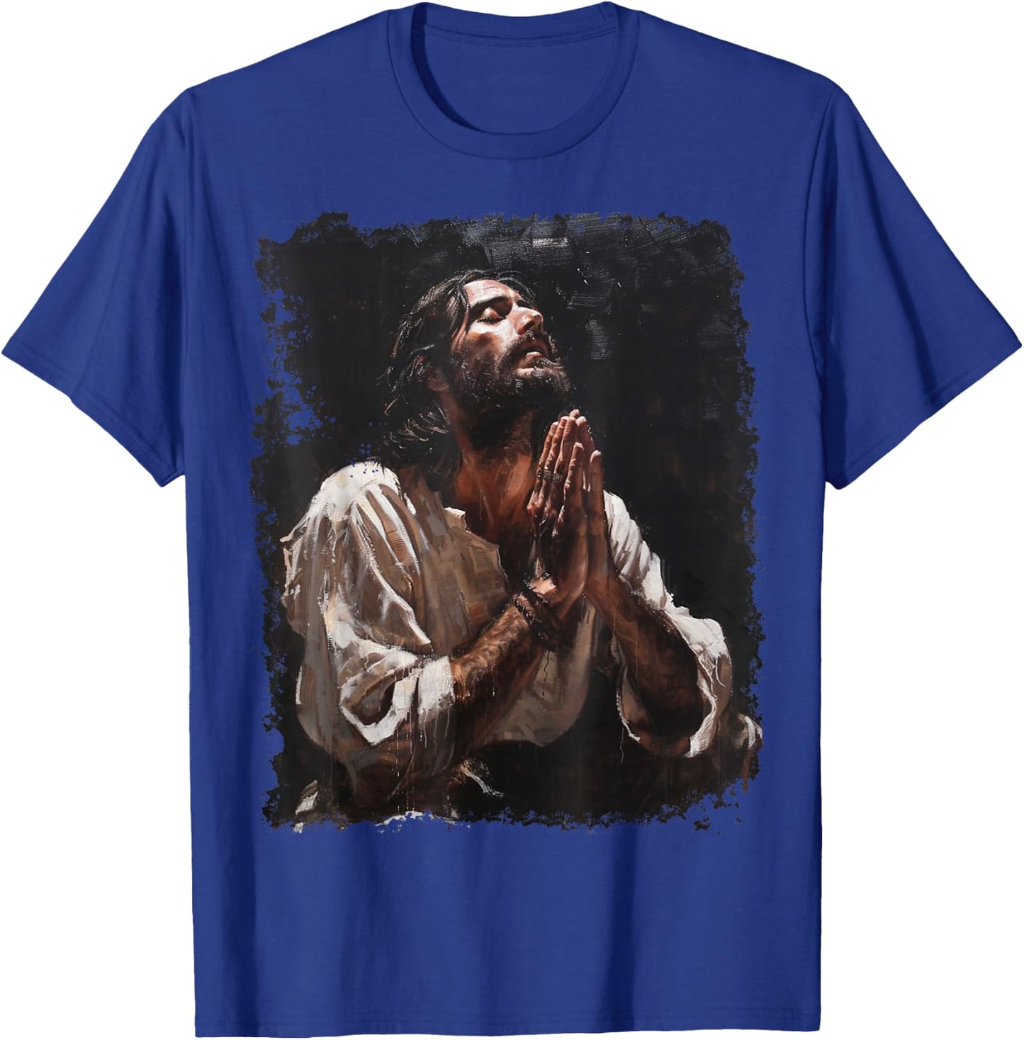 Praying Jesus Christ Christian Graphic T-Shirt - T-Shirt | Royal