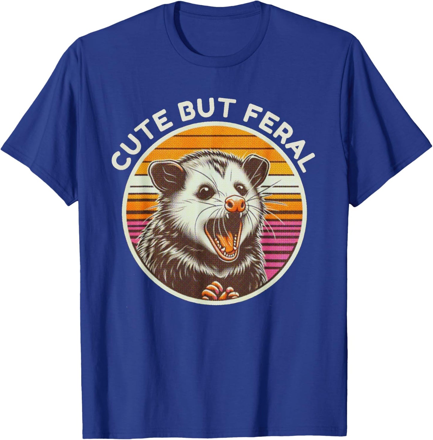Retro Cute But Feral Opossum Funny T-Shirt - T-Shirt | Royal