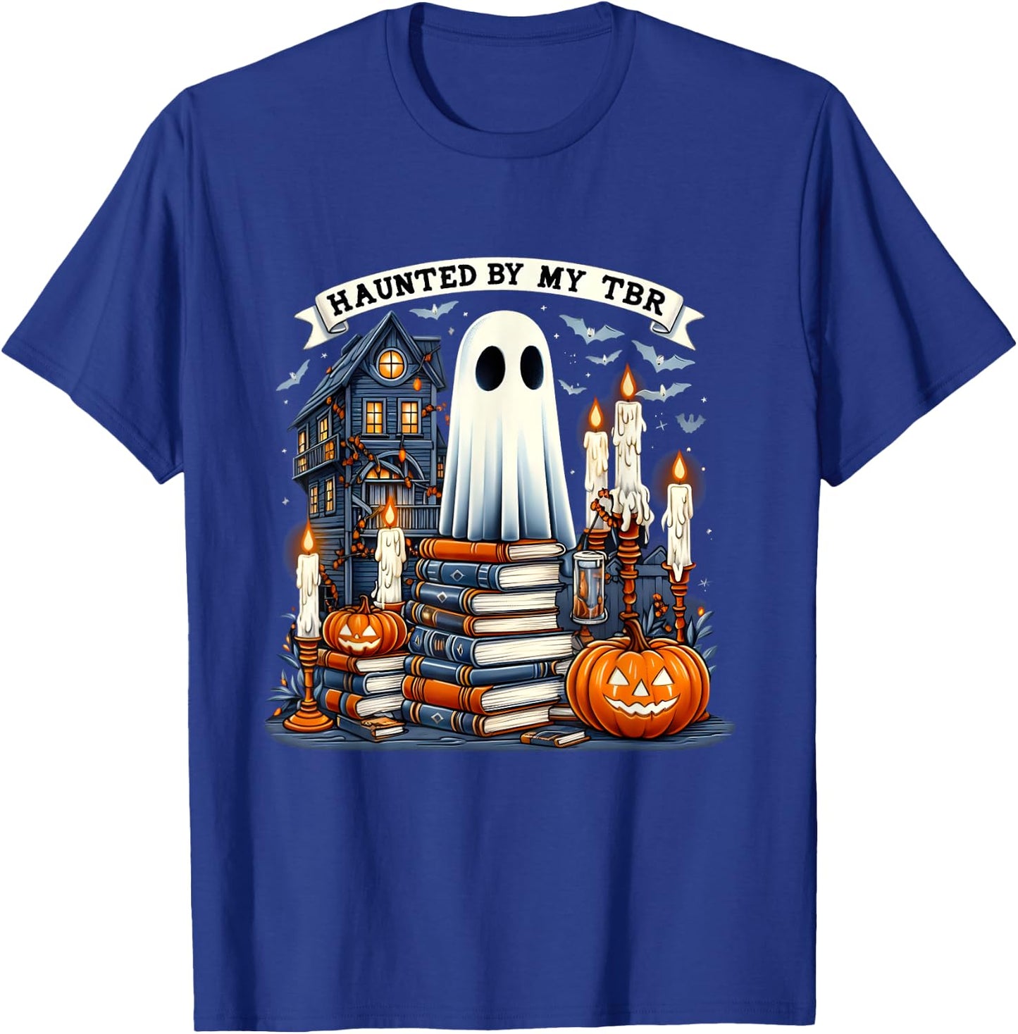 Retro Haunted by My TBR Halloween Book Readers Book Lovers T-Shirt - T-Shirt | Royal