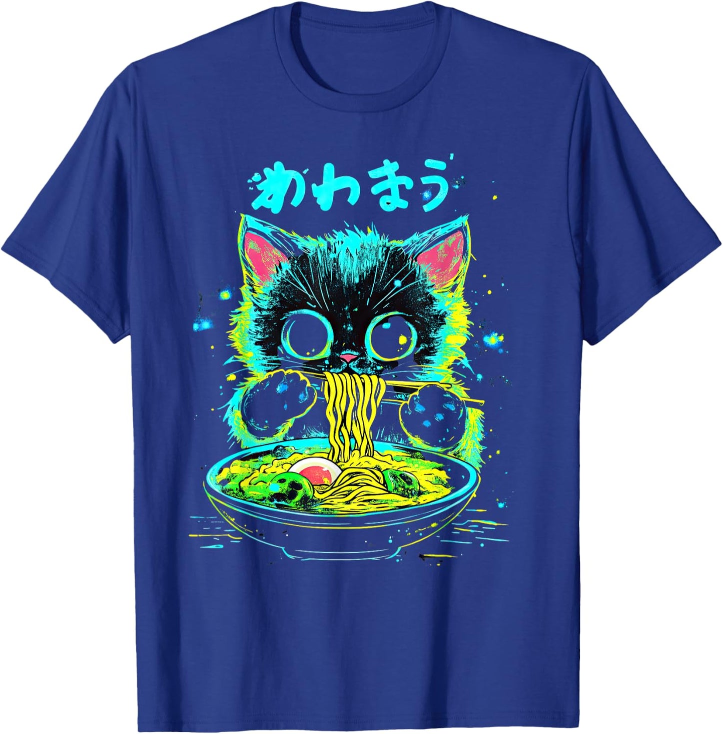 Anime Ramen Cat Japanese Retro Noodles Aesthetic Kawaii Cat T-Shirt - T-Shirt | Royal