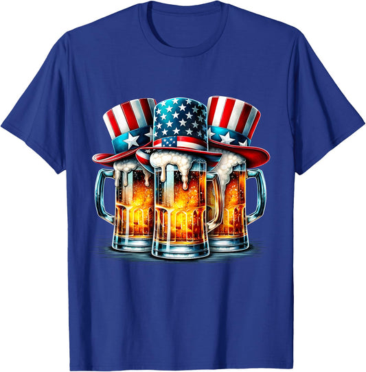 Beer American Flag Independence Day 4th of July Beer Lovers Women Men T-Shirt - T-Shirt | Royal
