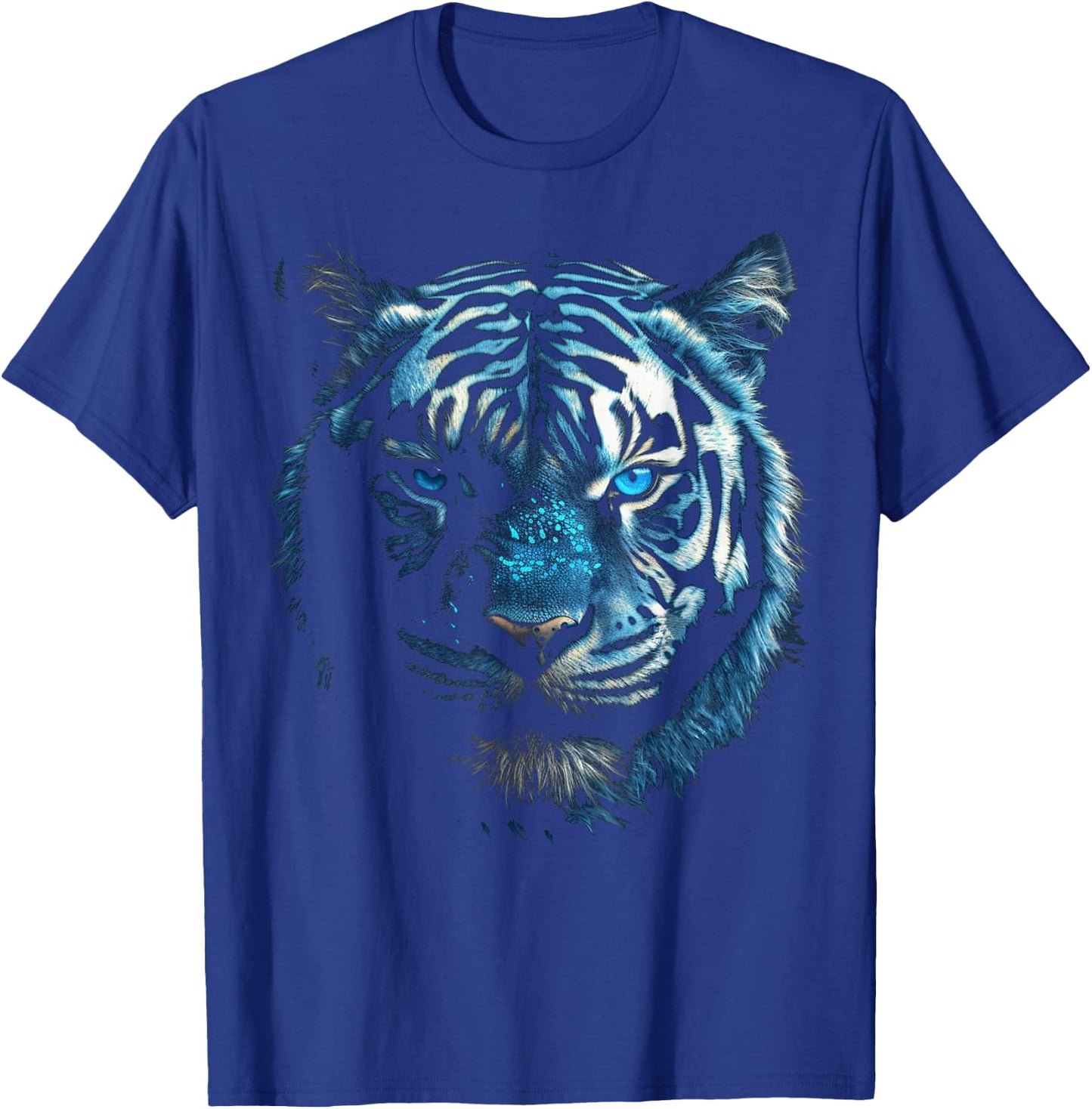 Tiger Artwork - Blue Eyes - Animal Art Motif Tiger T-Shirt - T-Shirt | Royal