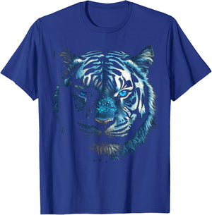 Tiger Artwork - Blue Eyes - Animal Art Motif Tiger T-Shirt - T-Shirt | Royal