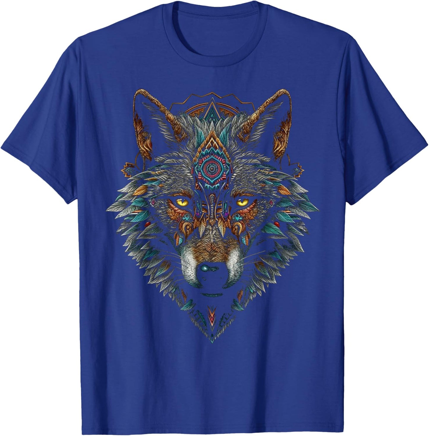 Wolf Mandala Art - Animal Lover Motif Wolf T-Shirt - T-Shirt | Royal