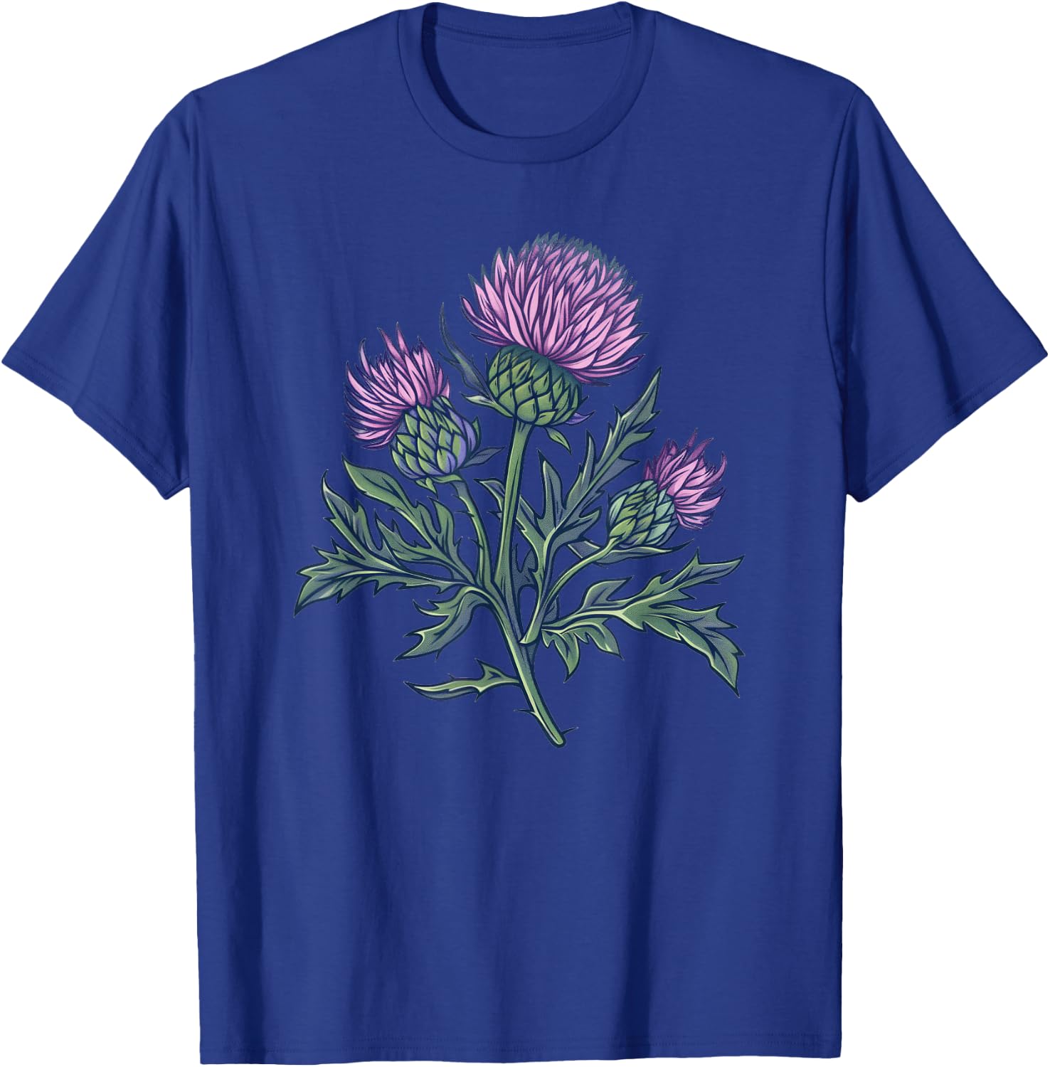 Thistle Flower Design T-Shirt - T-Shirt | Royal