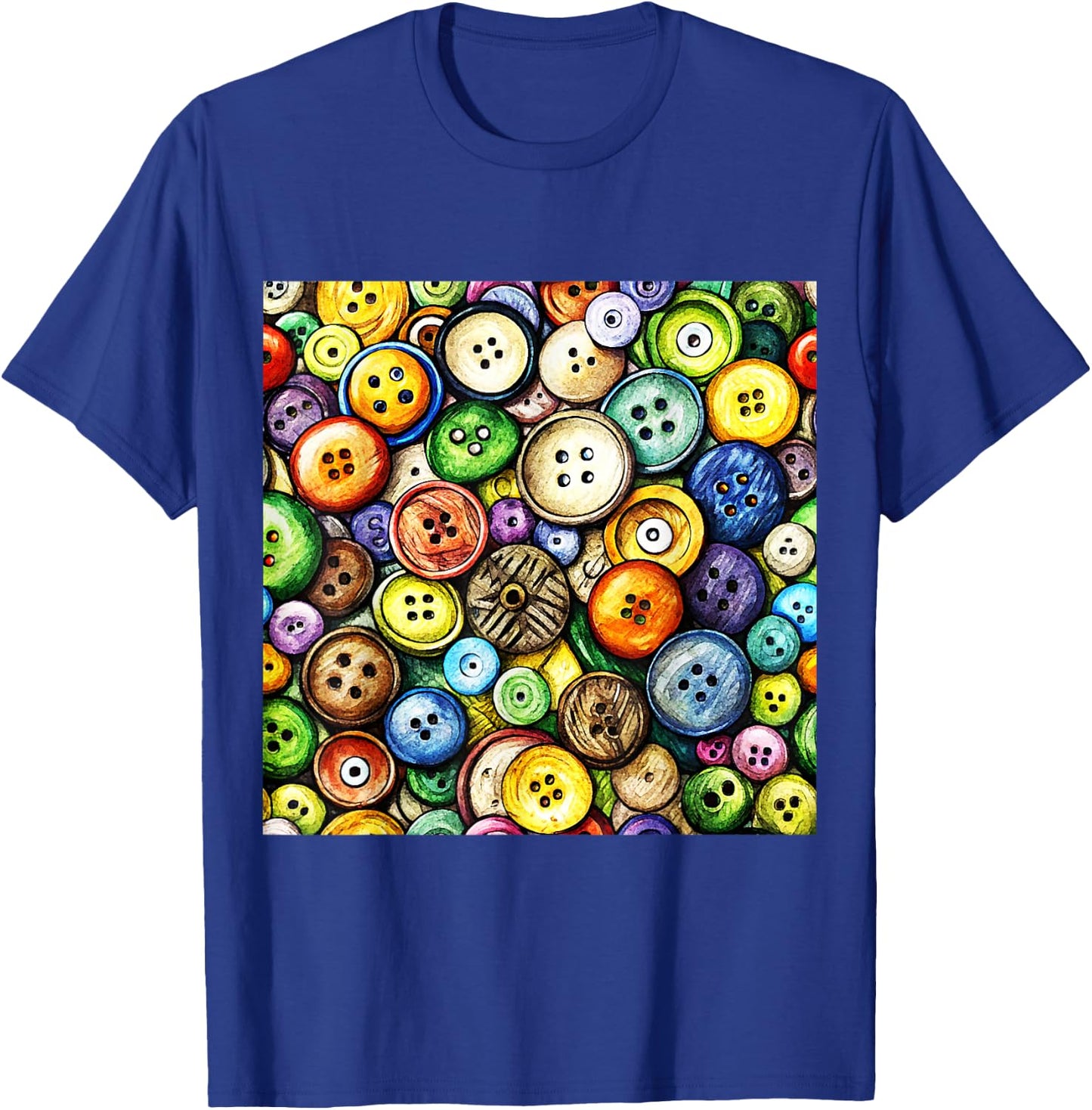 Multicolor Button Pattern T-Shirt - T-Shirt | Royal
