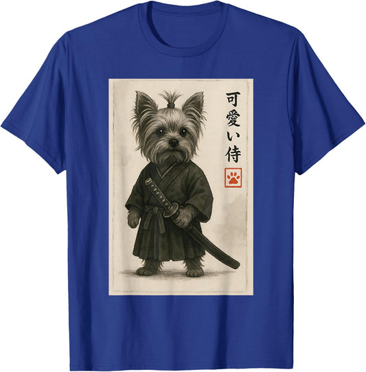Yorkshire Terrier Samurai Ink Art Sumie Style Novelty Kawaii T-Shirt - T-Shirt | Royal