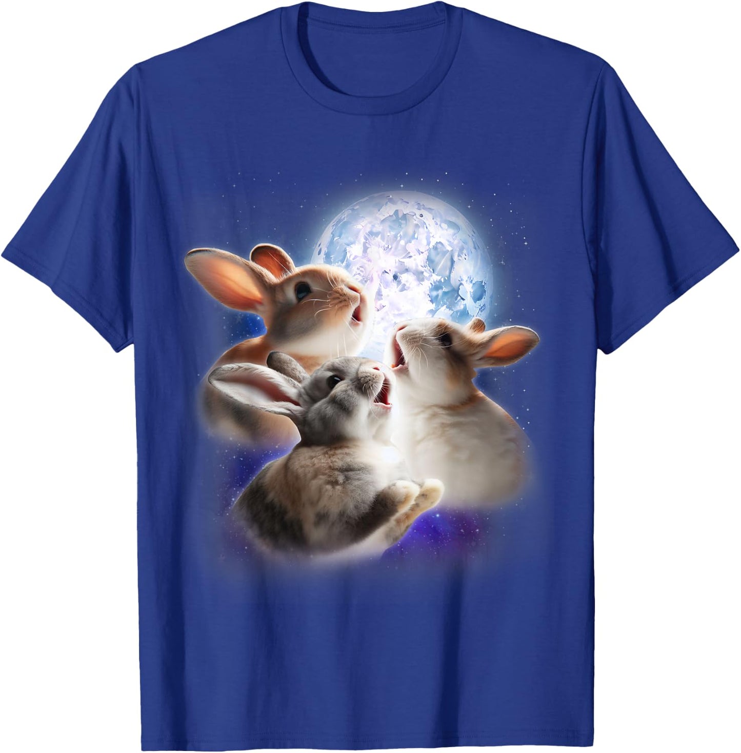 3 Bunnies Howling At The Moon Funny Rabbit Bunny Lover Kids T-Shirt - T-Shirt | Royal