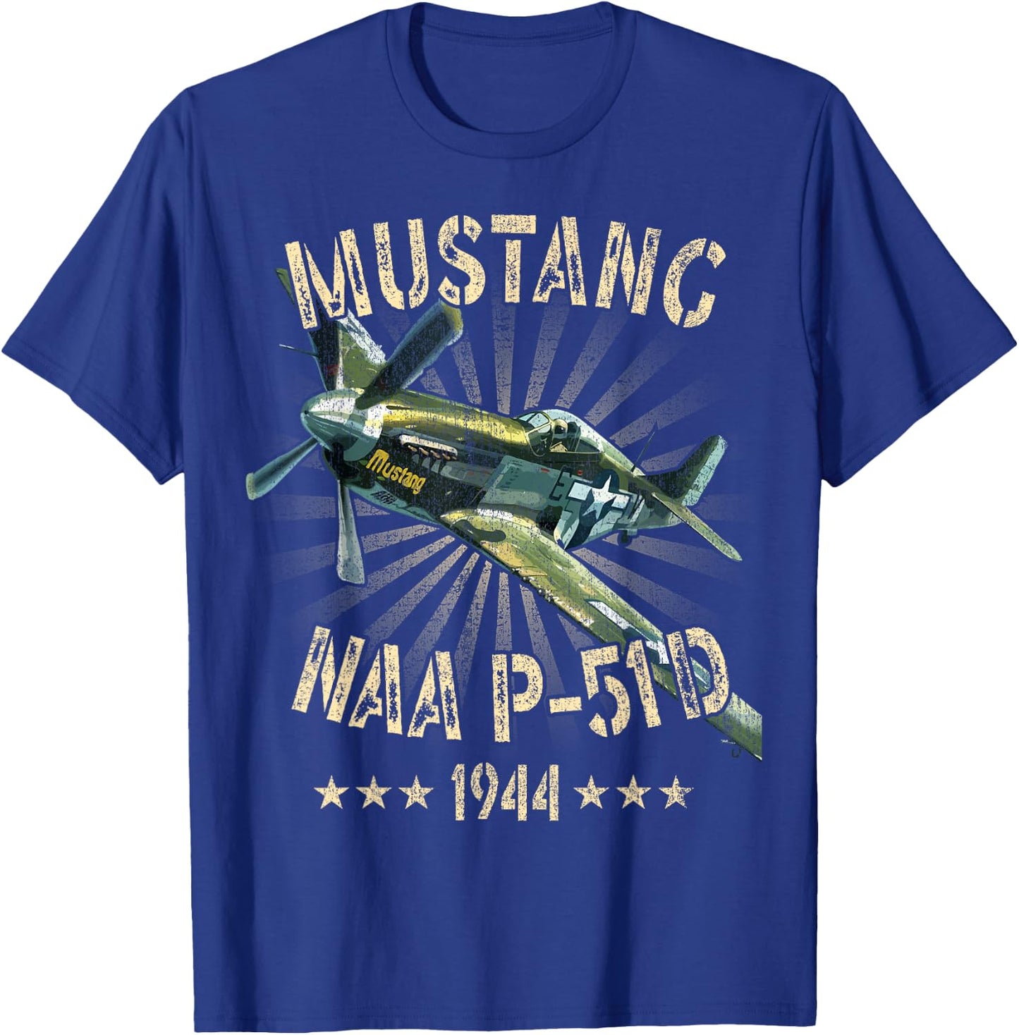 P-51D Mustang Vintage North American P-51D Fighter Warbirds T-Shirt - T-Shirt | Royal
