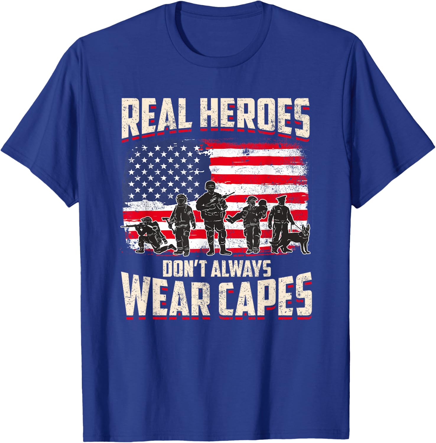 Patriotic First Responders Heroes Shirt T-Shirt - T-Shirt | Royal