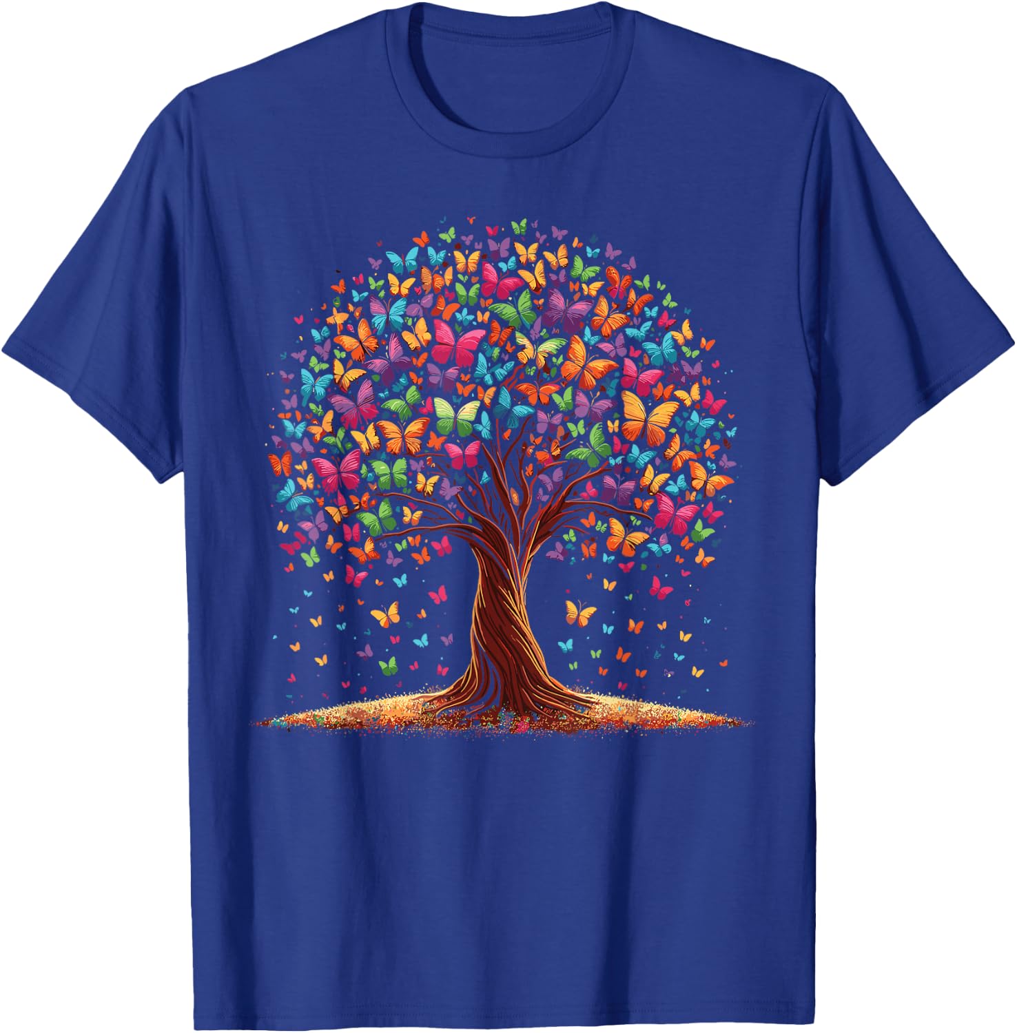 Vibrant Tree of Butterflies T-Shirt - T-Shirt | Royal