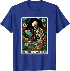 The Reader Skeleton Book Lover Tarot Card Reading Readers T-Shirt - T-Shirt | Royal