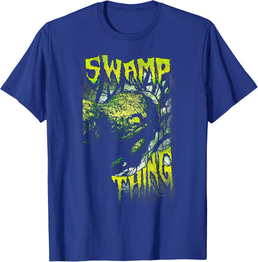 DC Comics Justice League Swamp Thing Retro Horror Poster T-Shirt - T-Shirt | Royal