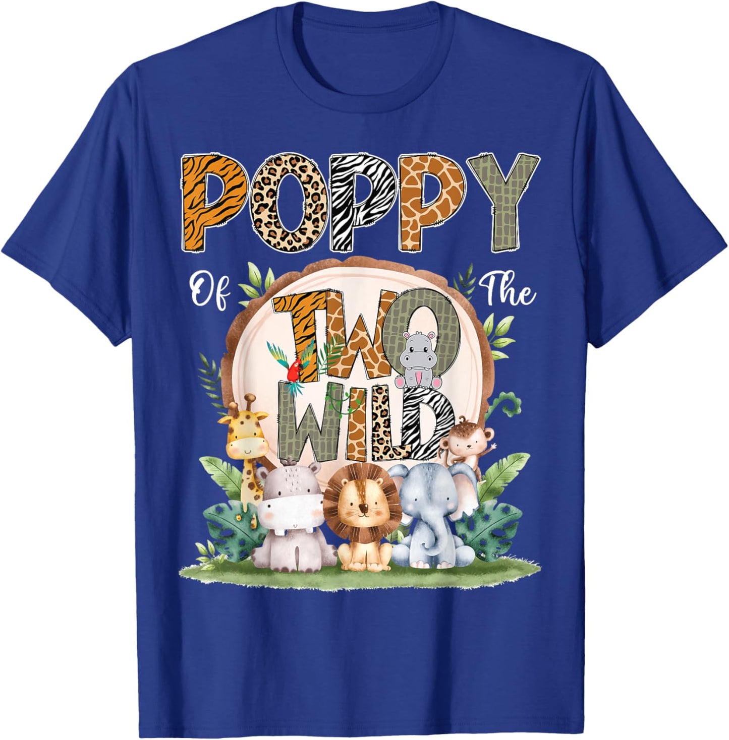Poppy Of The Two Wild Animal Safari 2Nd Birthday Party T-Shirt - T-Shirt | Royal