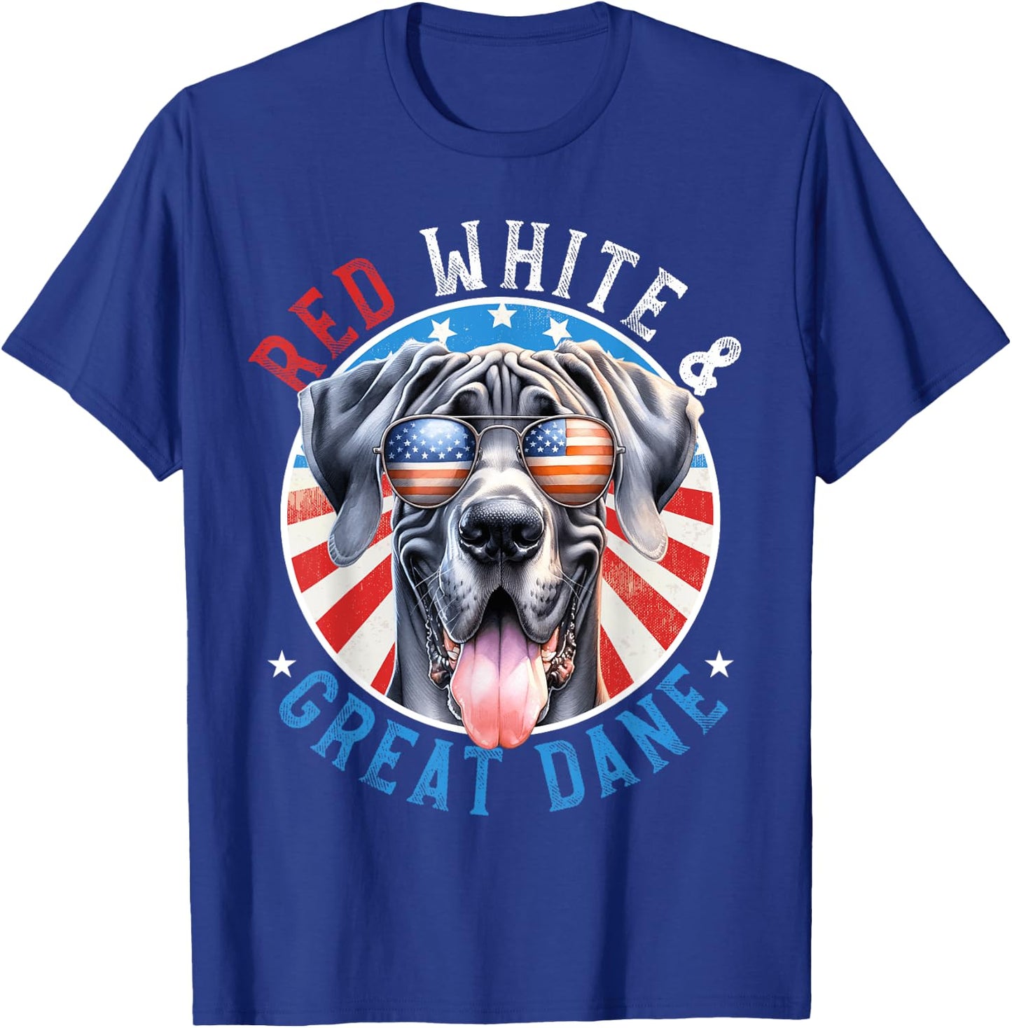 Great Dane Dog 4th of July Red White and Gentle Giant Lovers T-Shirt - T-Shirt | Royal