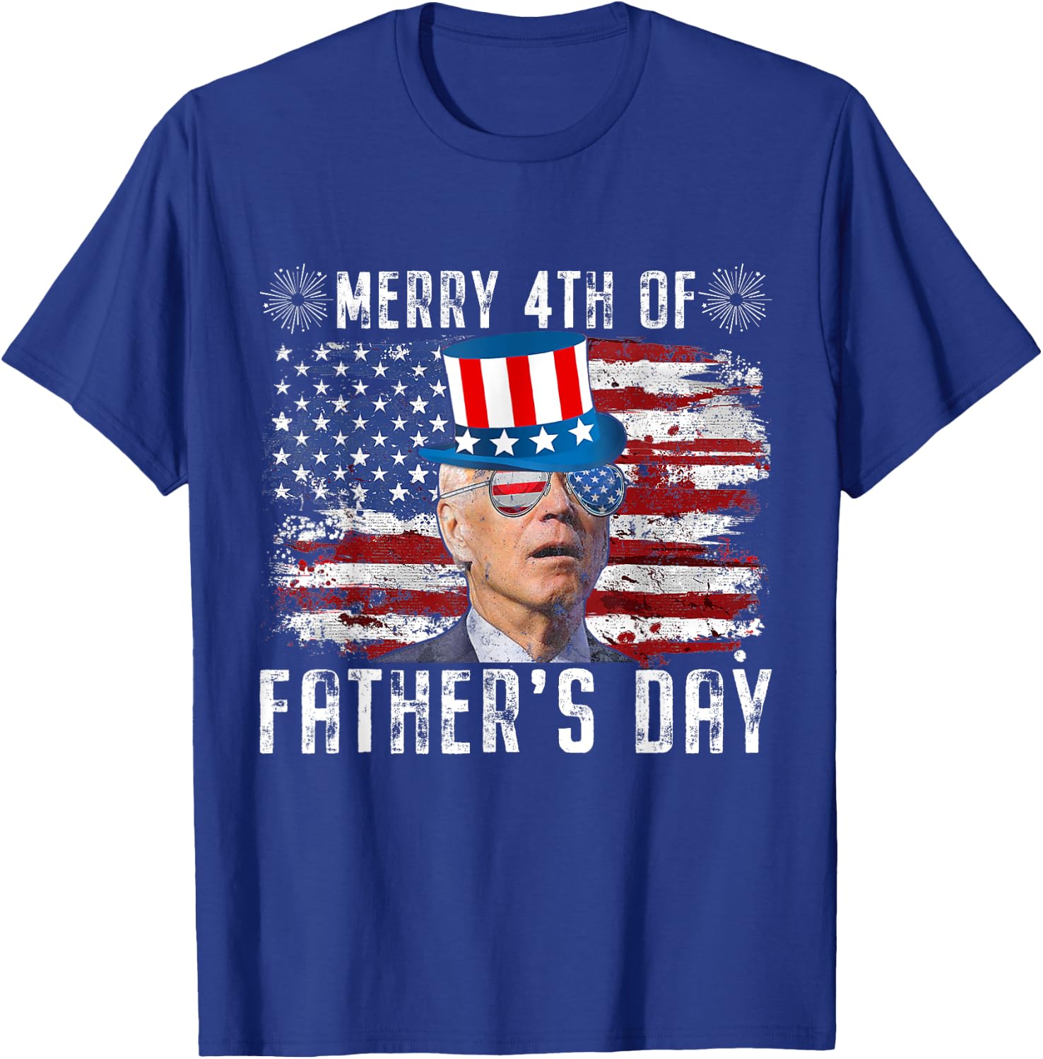 Funny Joe Biden 4th Of July Merry 4th Of Fathers Day US Flag T-Shirt - T-Shirt | Royal