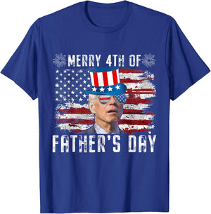Funny Joe Biden 4th Of July Merry 4th Of Fathers Day US Flag T-Shirt - T-Shirt | Royal