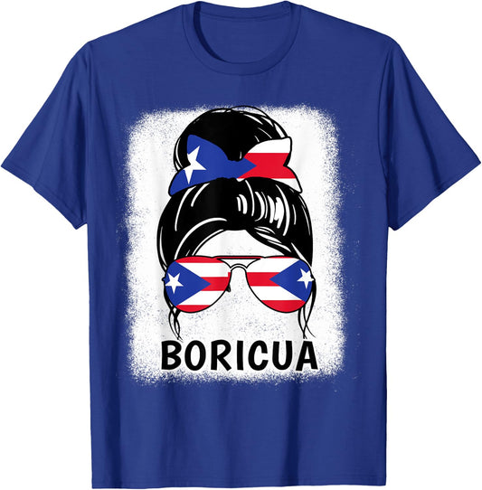 Puerto Rico Girl Boricua Rican Flag Women Hispanic Heritage T-Shirt - T-Shirt | Royal