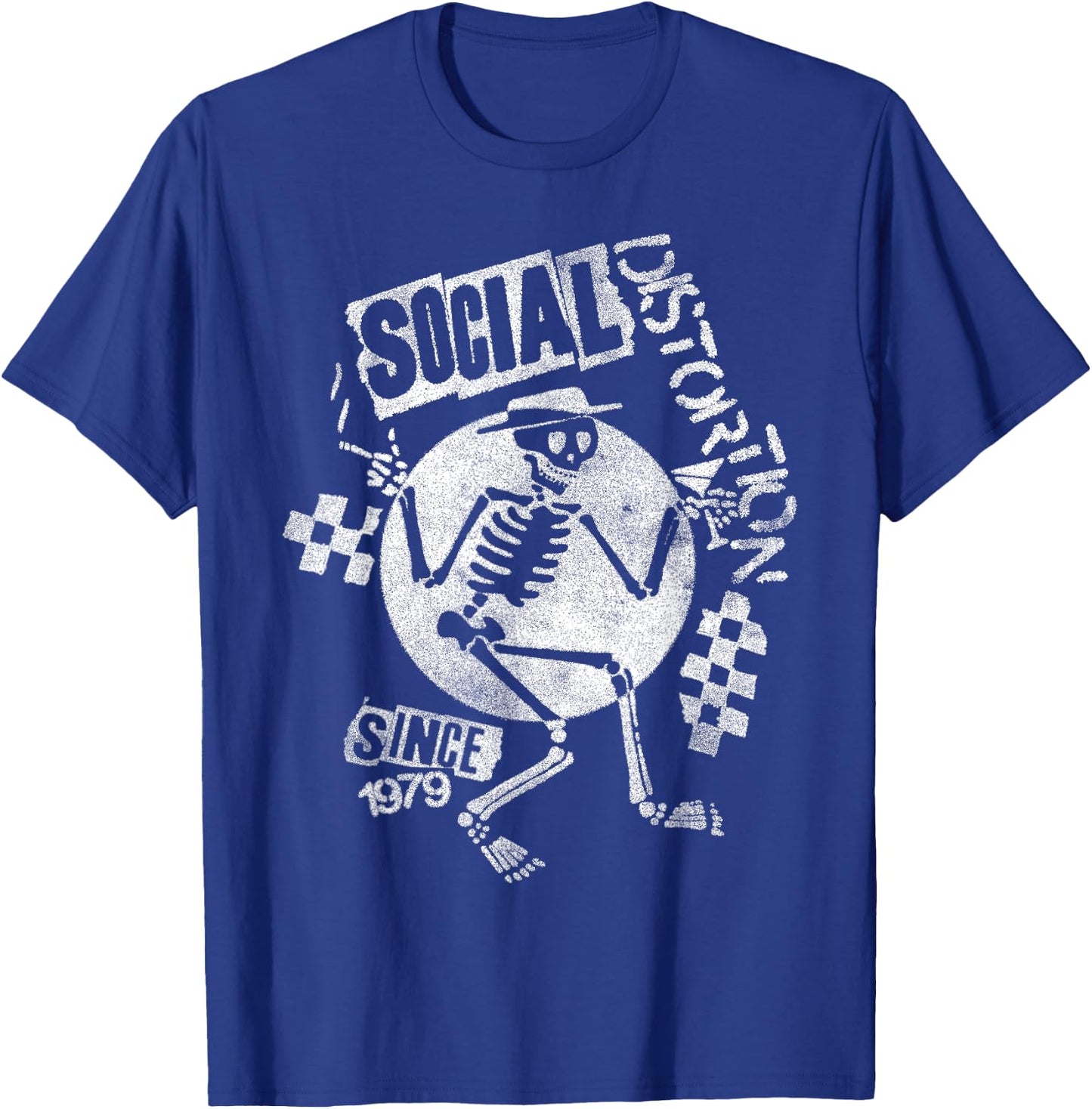 Official Social Distortion White Spray Skelly T-Shirt - T-Shirt | Royal