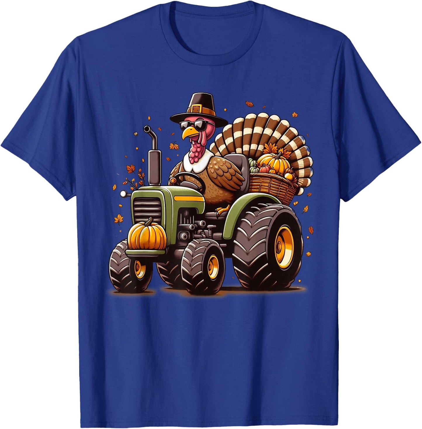 Turkey Riding Tractor Boys Kids Happy Thanksgiving Day T-Shirt - T-Shirt | Royal