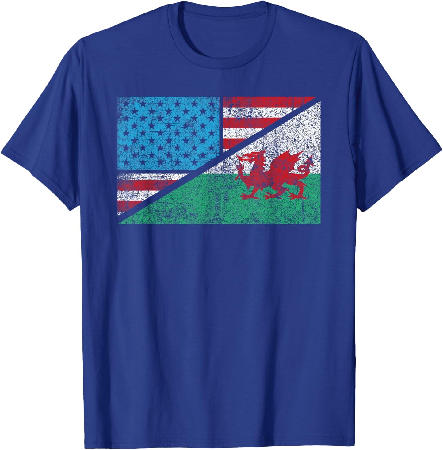 Welsh American distressed flag Wales US history heraldry T-Shirt - T-Shirt | Royal