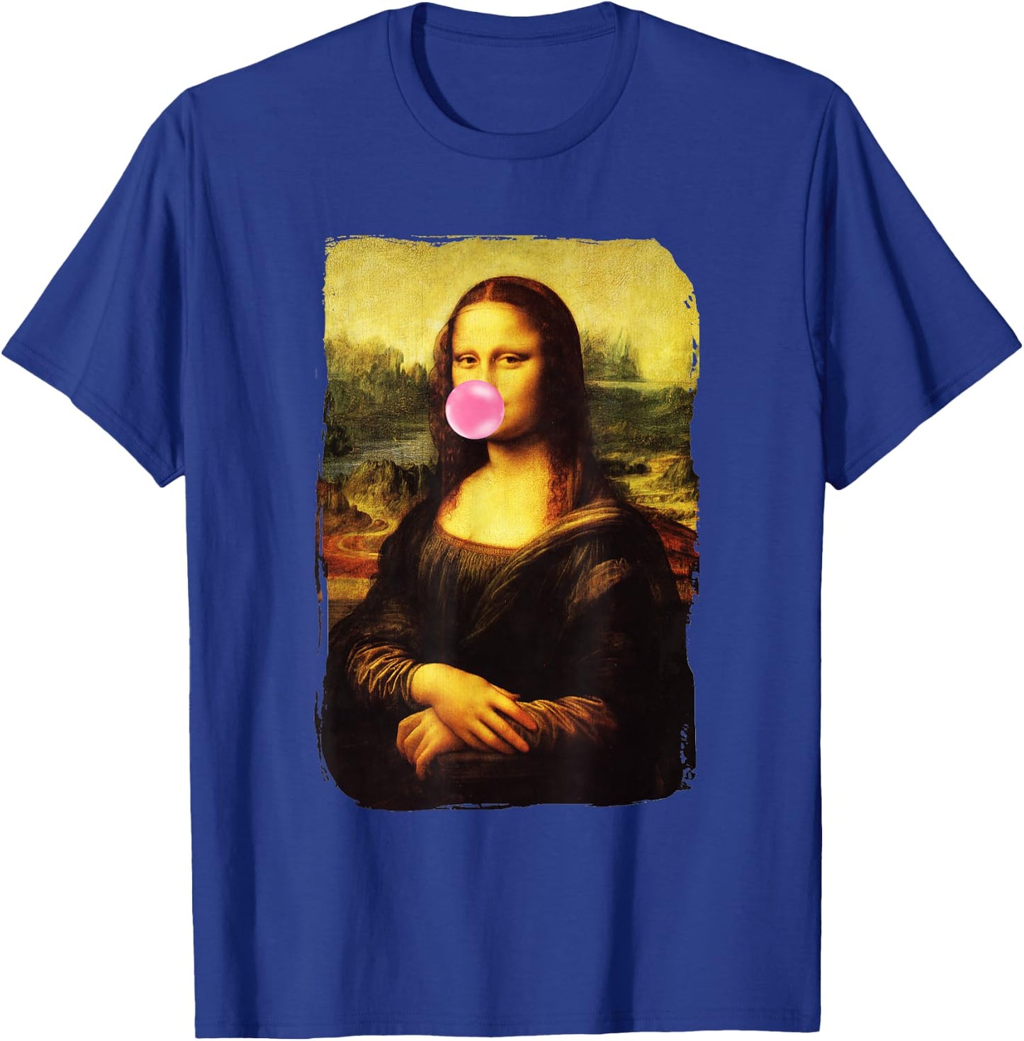 Mona Lisa Blowing Bubble Gum Funny Gioconda T-Shirt - T-Shirt | Royal