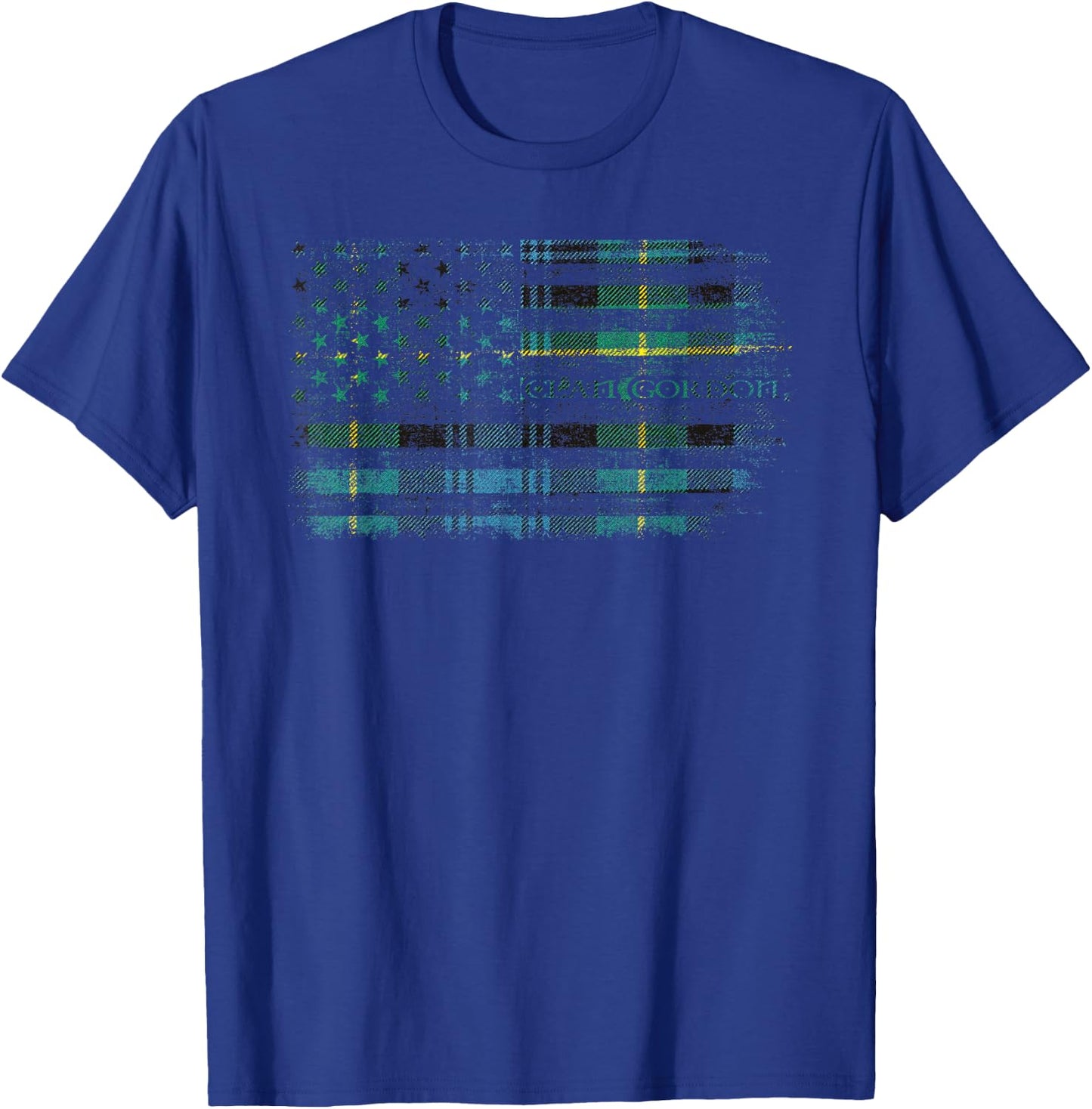 Clan Gordon Scottish tartan US flag kilt Scotland T-Shirt - T-Shirt | Royal