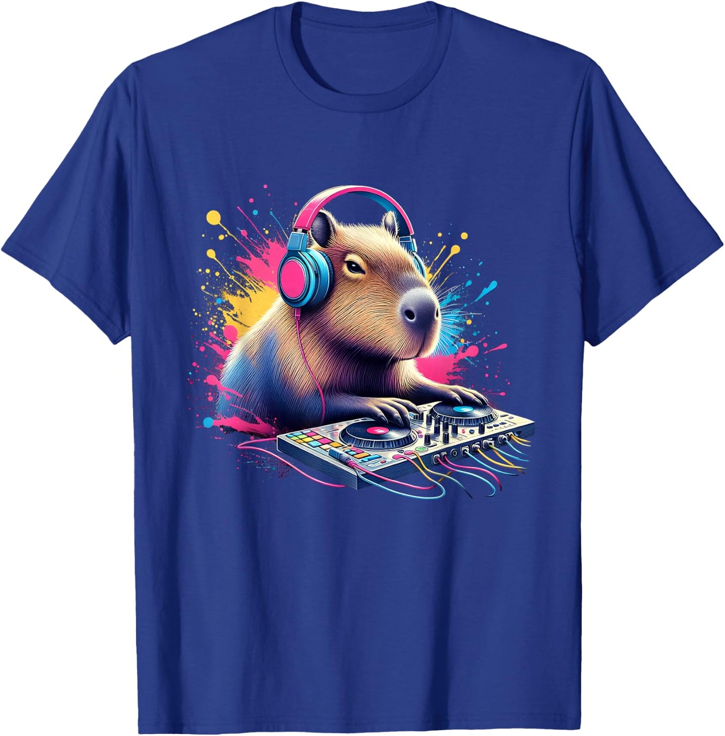 Capybara DJ DJing EDM Funky Dance Club T-Shirt - T-Shirt | Royal