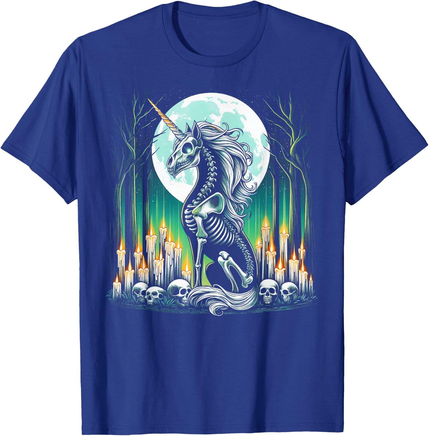 Cool Unicorn Skeleton Halloween Christmas Birthday T-Shirt - T-Shirt | Royal
