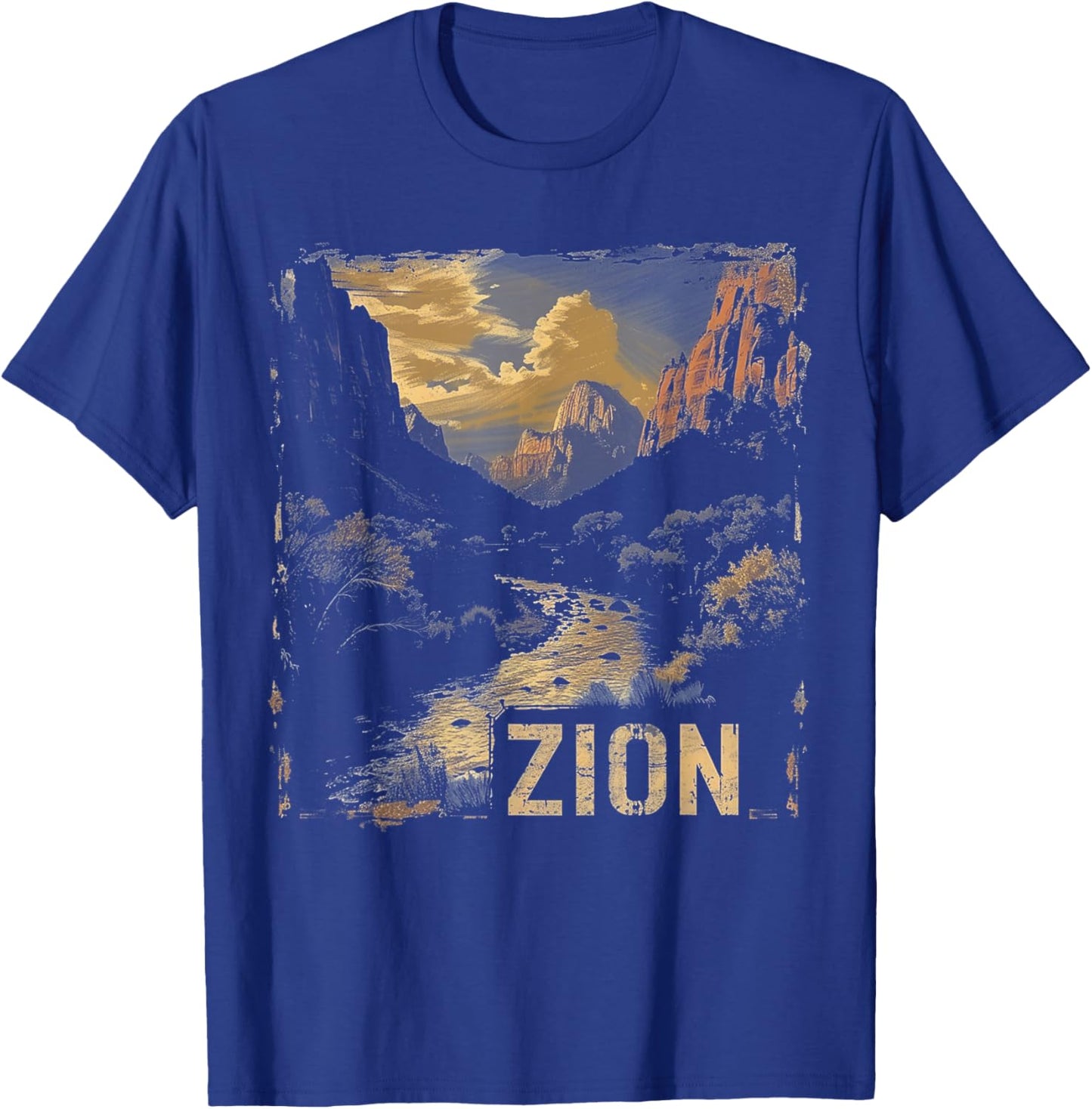 Zion - US National Park Vintage Men Women Kids Retro T-Shirt - T-Shirt | Royal