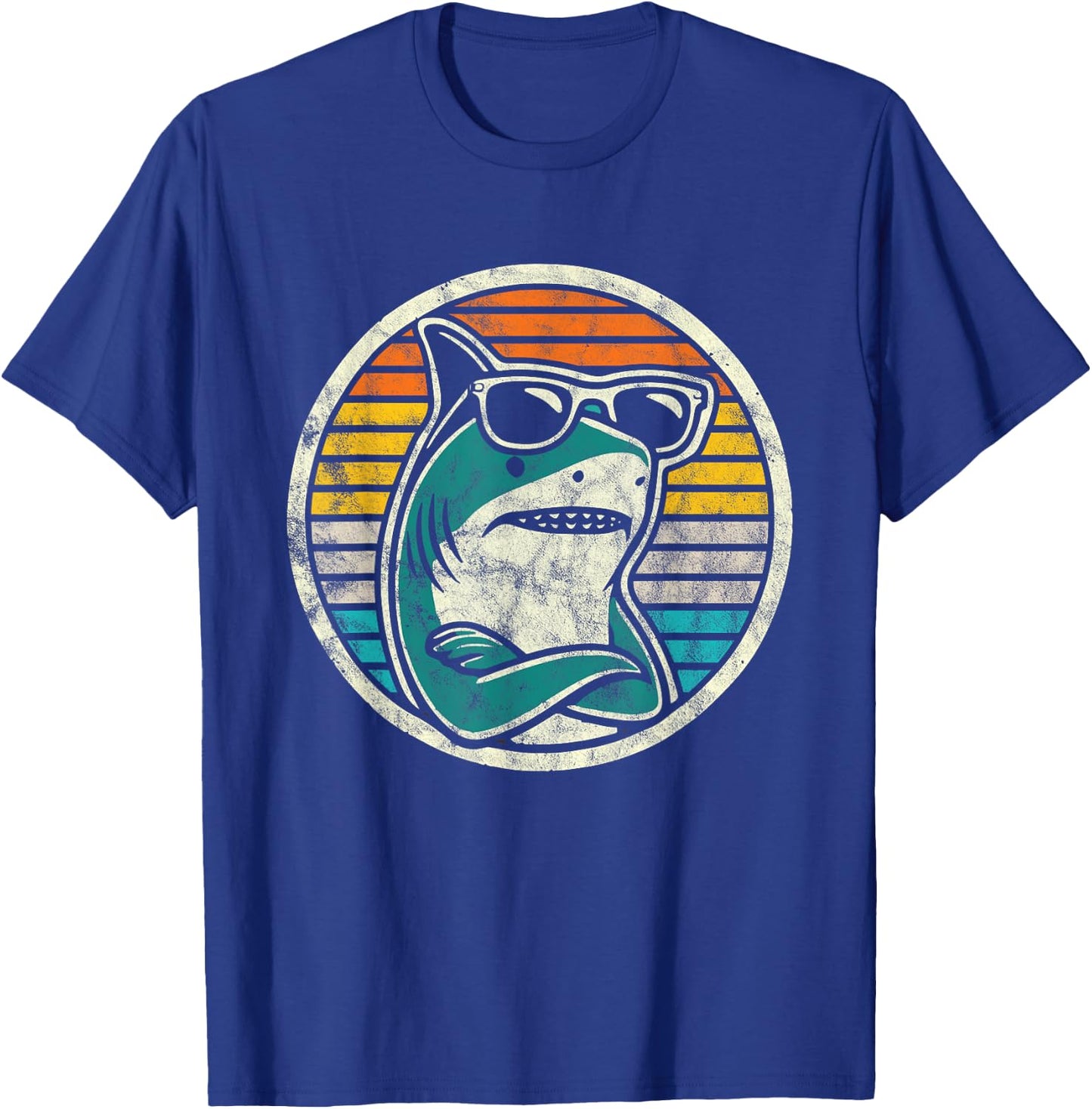 Retro Cool Shark with Sunglasses Vintage Ocean Vibes T-Shirt - T-Shirt | Royal