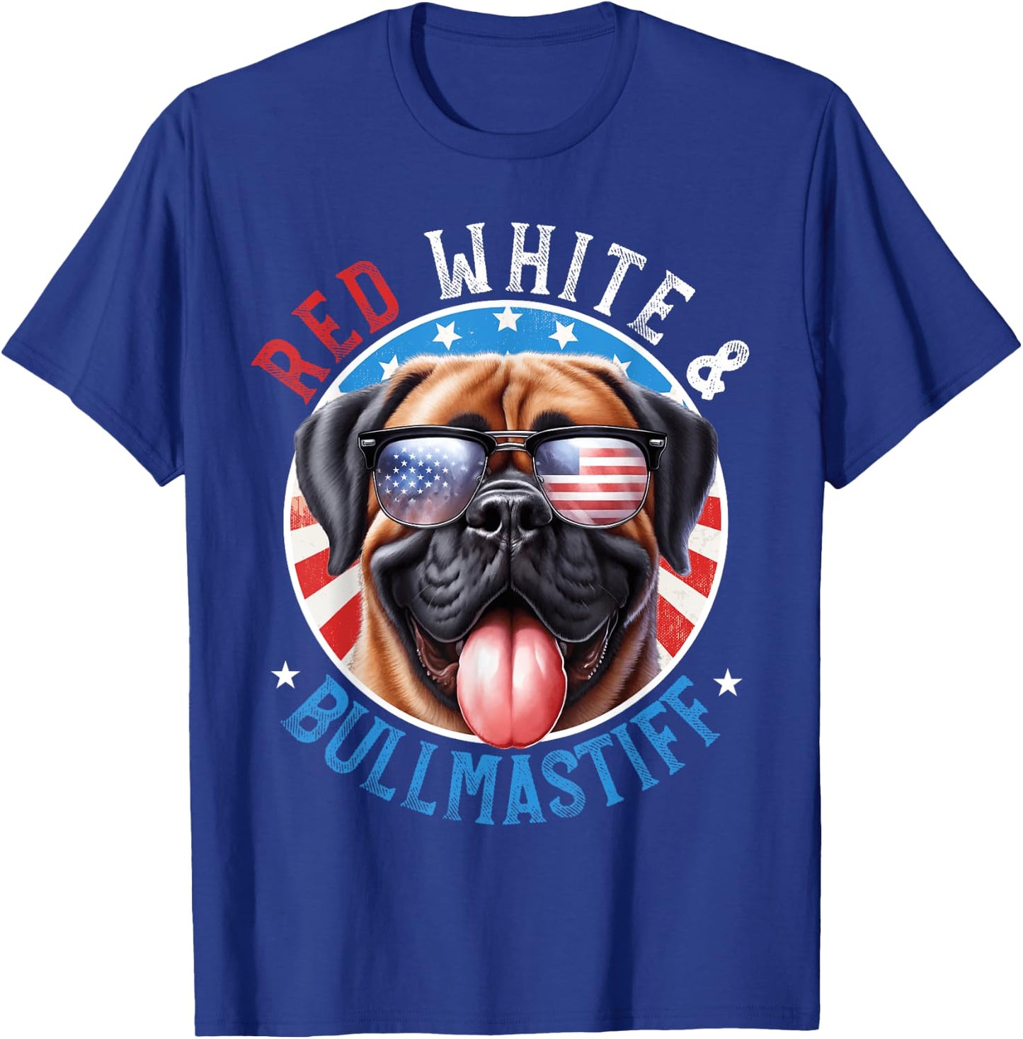 Bullmastiff Dog 4th of July Red White and The Gentle Giant T-Shirt - T-Shirt | Royal