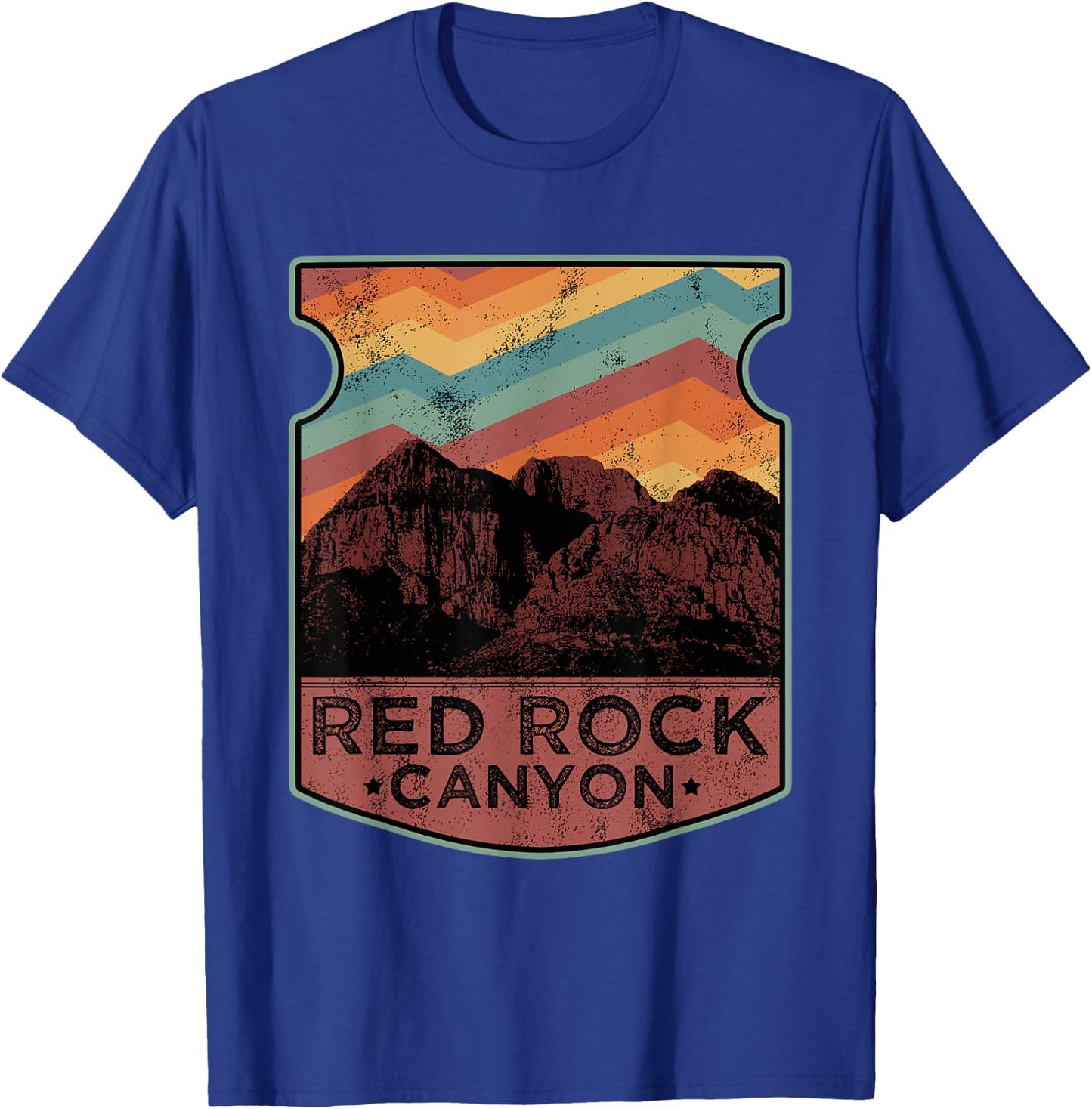 Retro Red Rock Canyon Nevada Souvenir Graphic Themed Print T-Shirt - T-Shirt | Royal