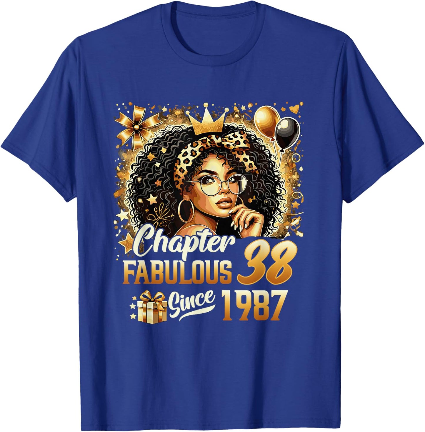Chapter 38 Fabulous Since 1987 38th Birthday Black Women T-Shirt - T-Shirt | Royal