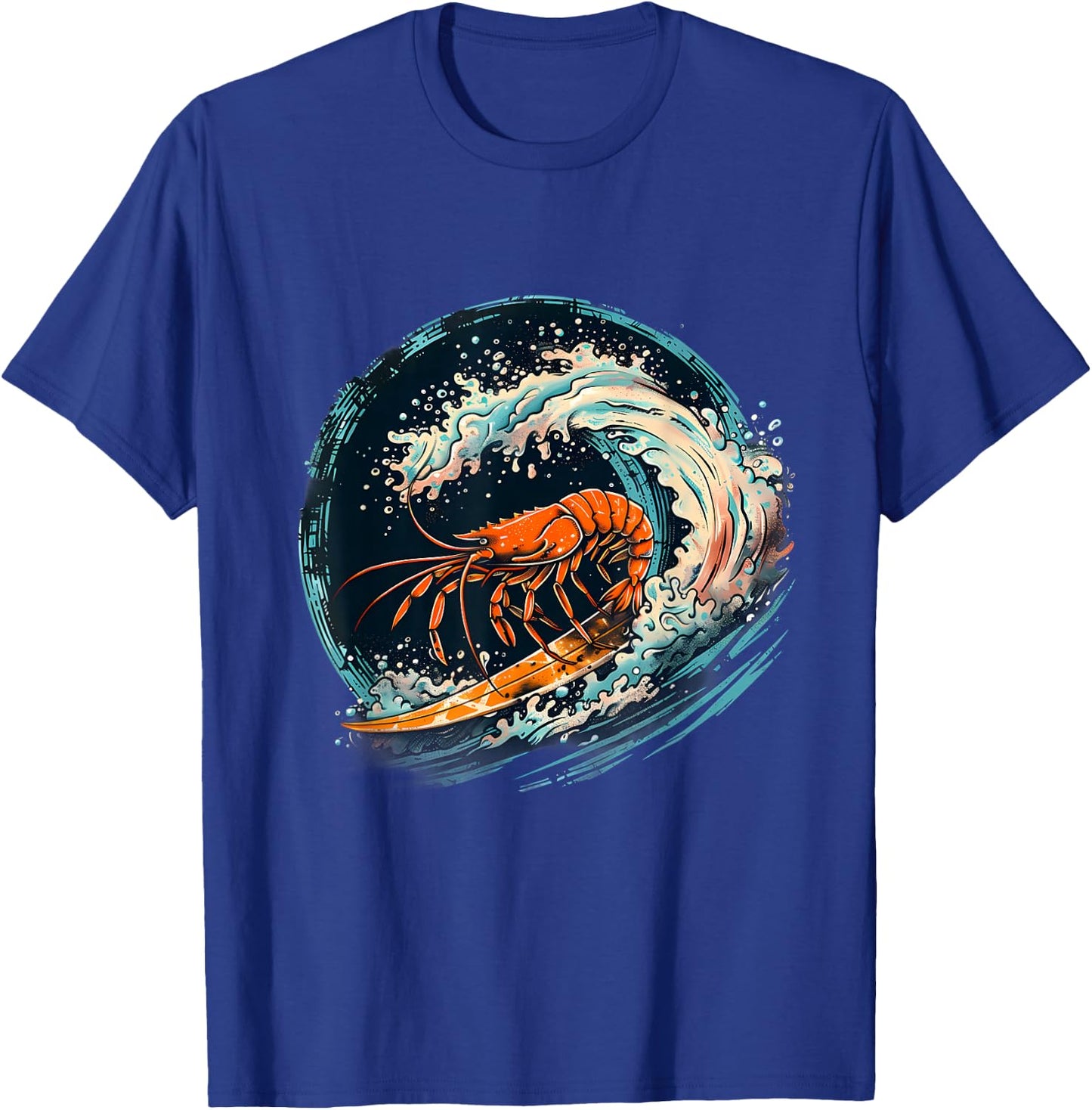 Shrimp Ocean Sea Animal Lover Marine Mammal Surfing Motif T-Shirt - T-Shirt | Royal