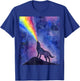 Wolf Howling Rainbow in Space T-Shirt - T-Shirt | Royal