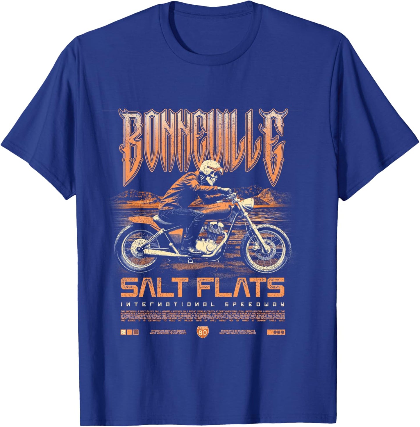 Bonneville Salt Flats Motorcycle Racing Vintage Biker T-Shirt - T-Shirt | Royal