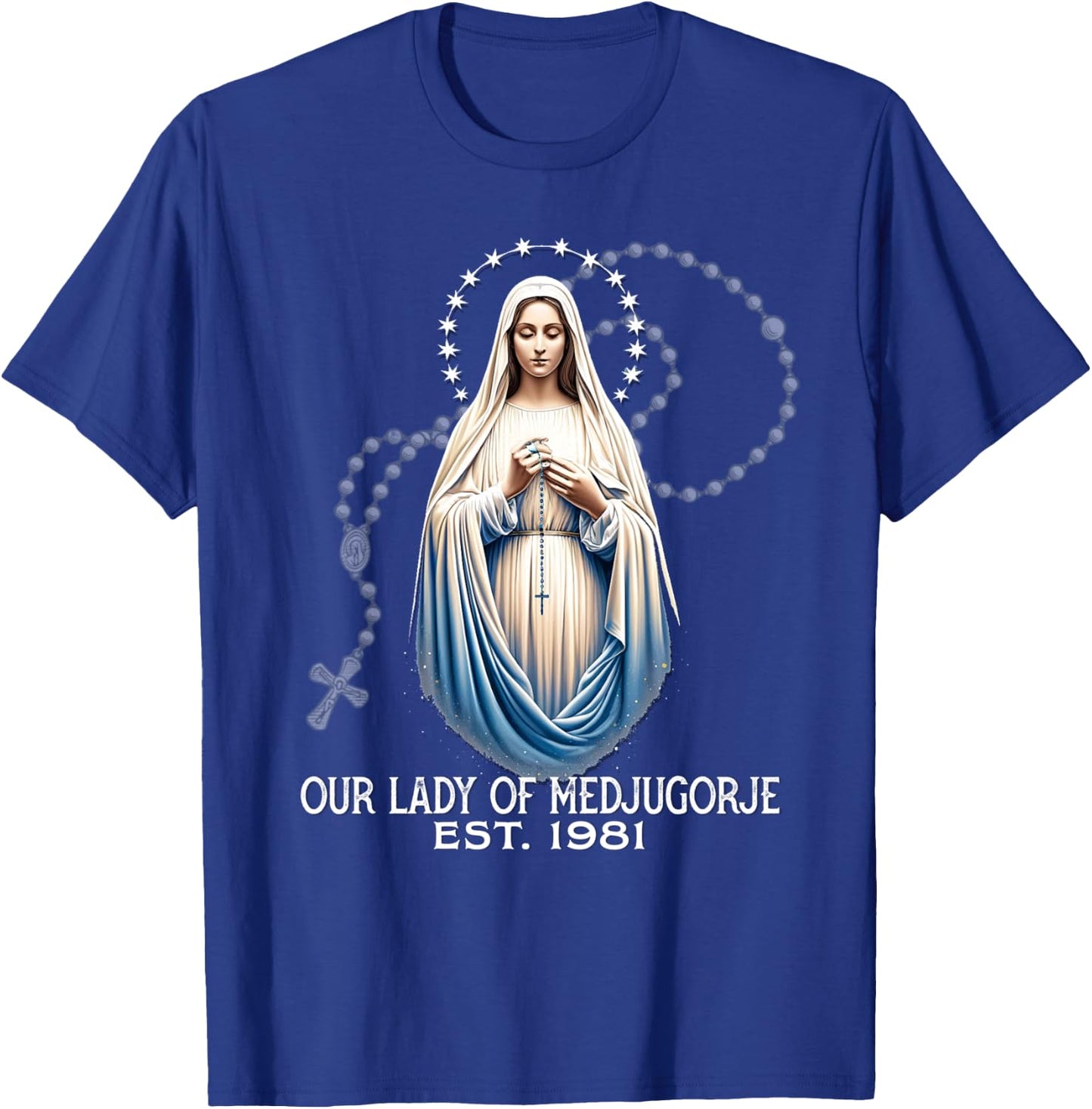 Our Lady of Medjugorje Pilgrimage Marian Catholic T-Shirt - T-Shirt | Royal