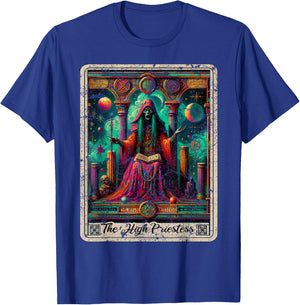 The High Priestess Vintage Tarot Card Graphic Print T-Shirt - T-Shirt | Royal