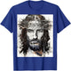 Vintage Art Face Of Jesus On A Cross With Crown Of Thorns T-Shirt - T-Shirt | Royal